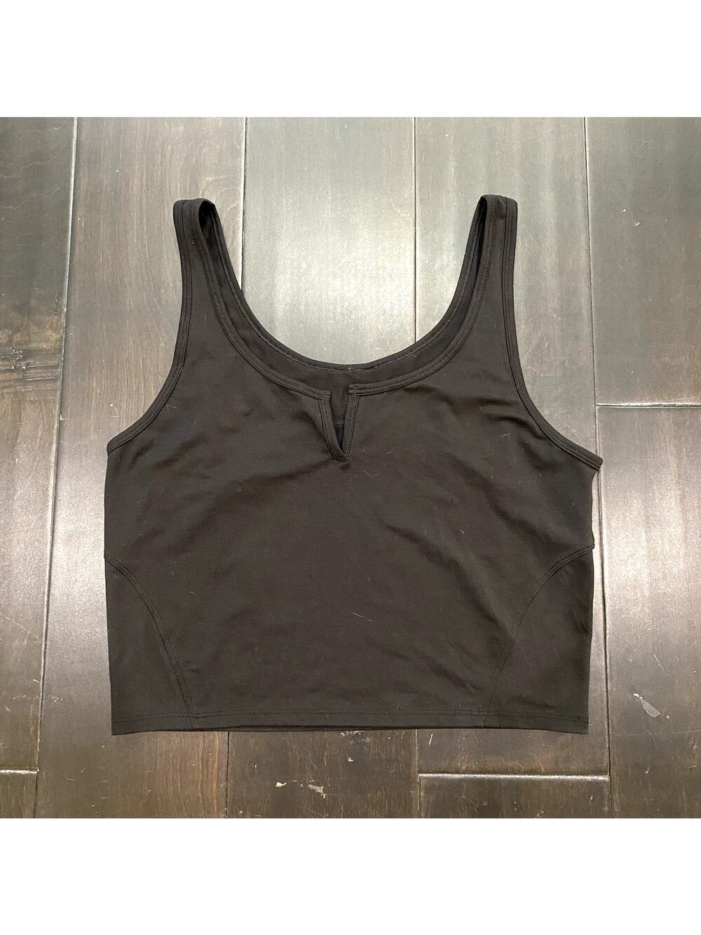 Lululemon Cropped Henley Tank Top Black Women's Size 8